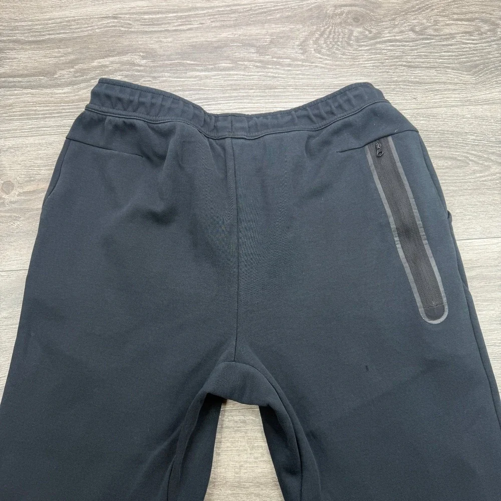 Nike Tech Fleece Joggers Mens Large Triple Black Swoosh Zip Pocket Sweatpants